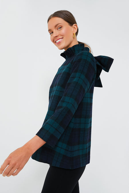 Blackwatch Plaid Faye Blouse Top Long Sleeve By Tuckernuck In Plaid Pattern, Size: S