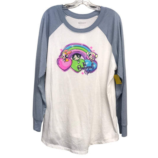 Top Ls In Blue & White, Size:2X