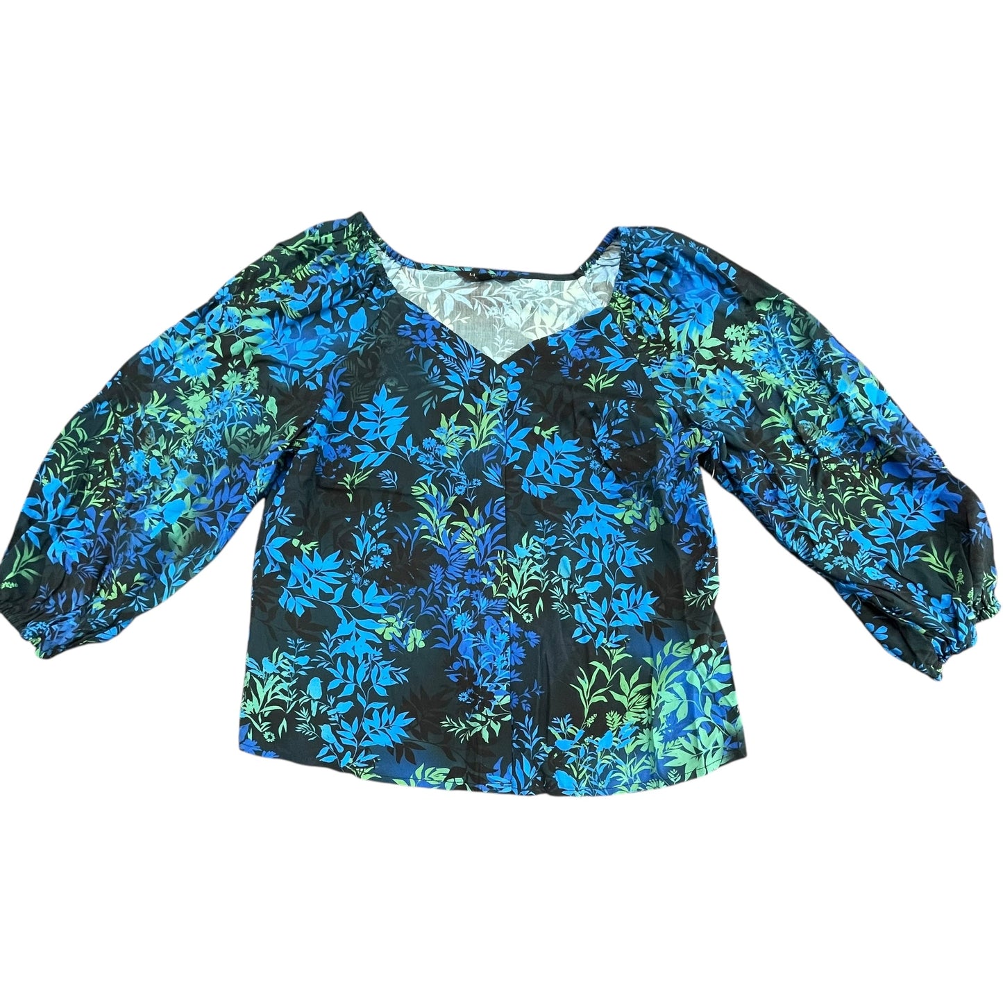 Blouse 3/4 Sleeve By Liverpool In Blue, Size:Xs