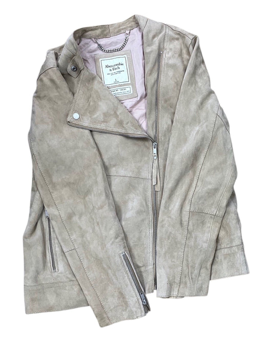 Jacket Moto By Abercrombie And Fitch In Tan, Size:L