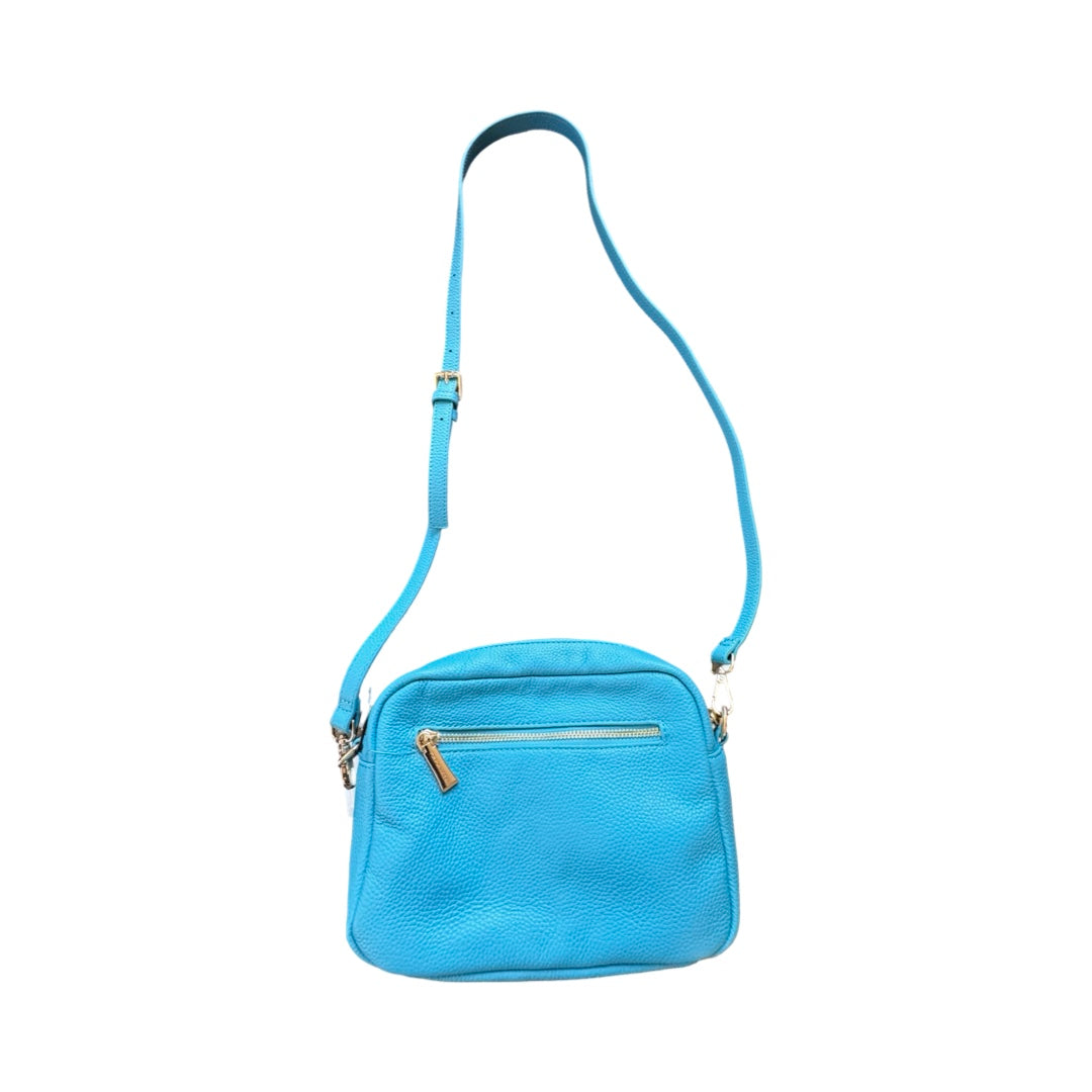 Handbag Leather By POM POM LONDON In Teal, Size:Medium