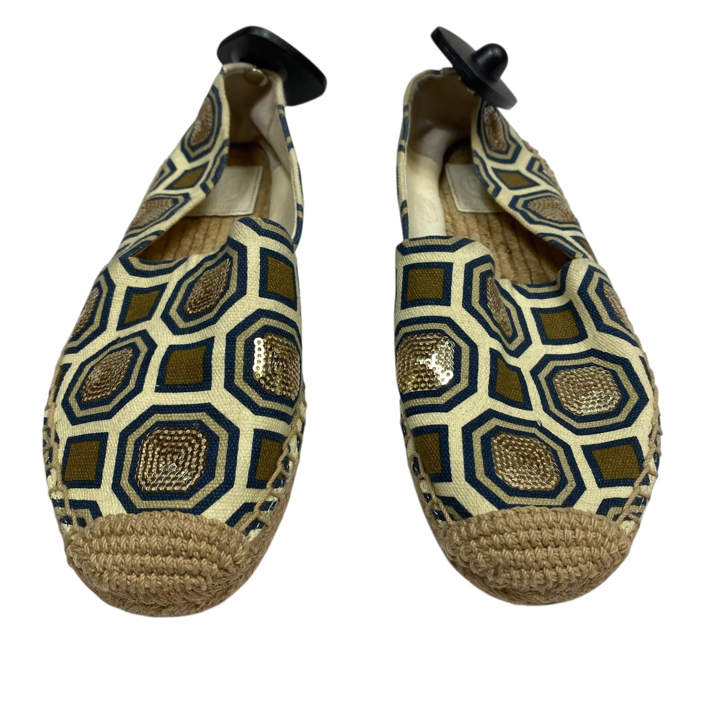 Shoes Designer By Tory Burch In Blue & Cream, Size:6