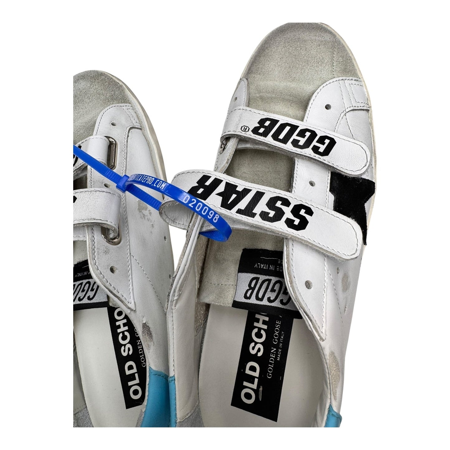 Shoes Luxury Designer By Golden Goose In Blue & White, Size:10