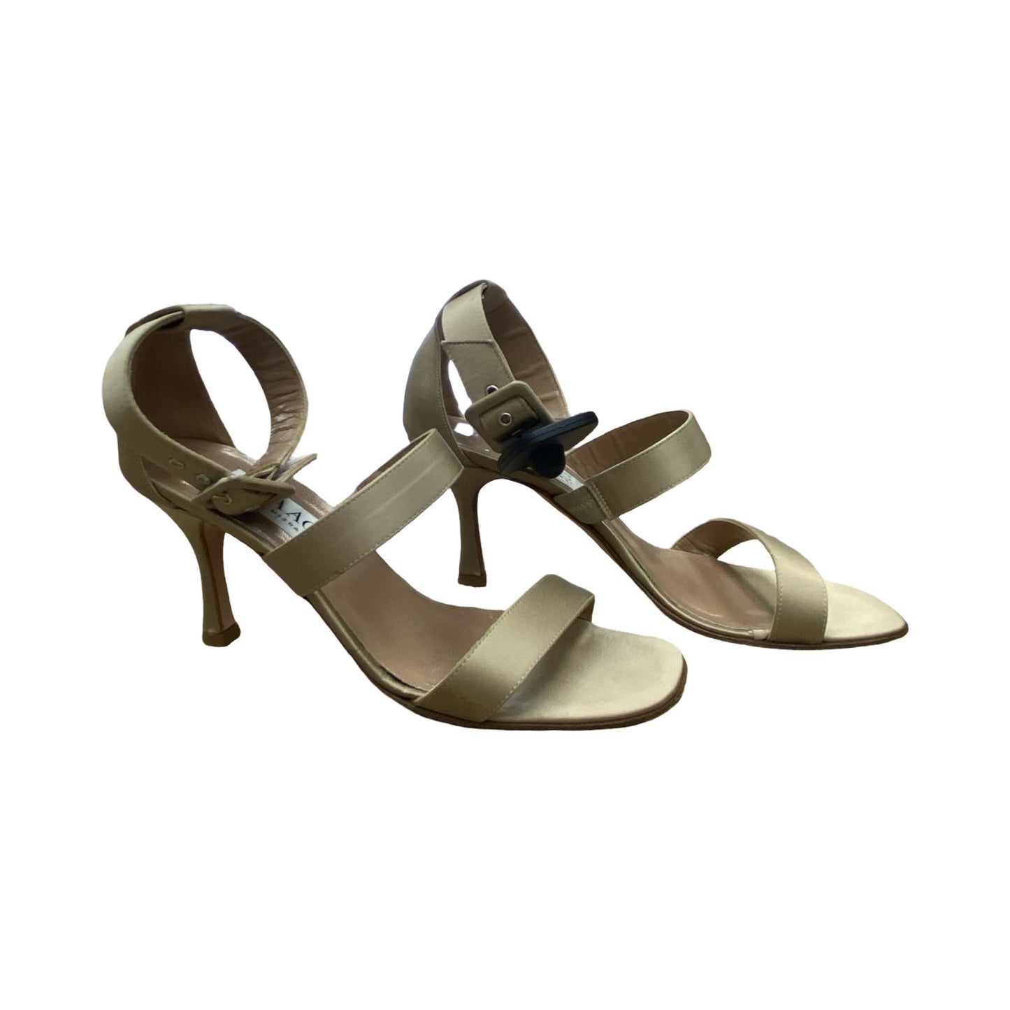 Sandals Heels Stiletto By Isaac Mizrahi In Gold, Size:7.5