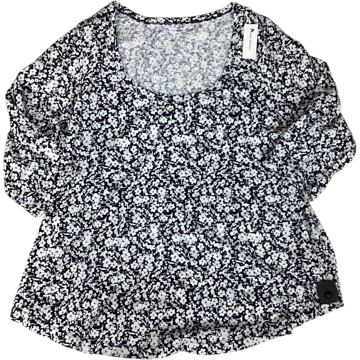 Top 3/4 Sleeve By Adrianna Papell In Black & White, Size:3X