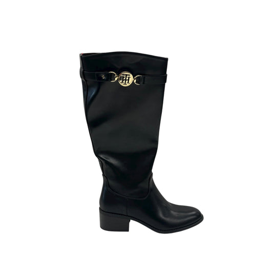 Boots Knee Heels By Tommy Hilfiger In Black, Size:9