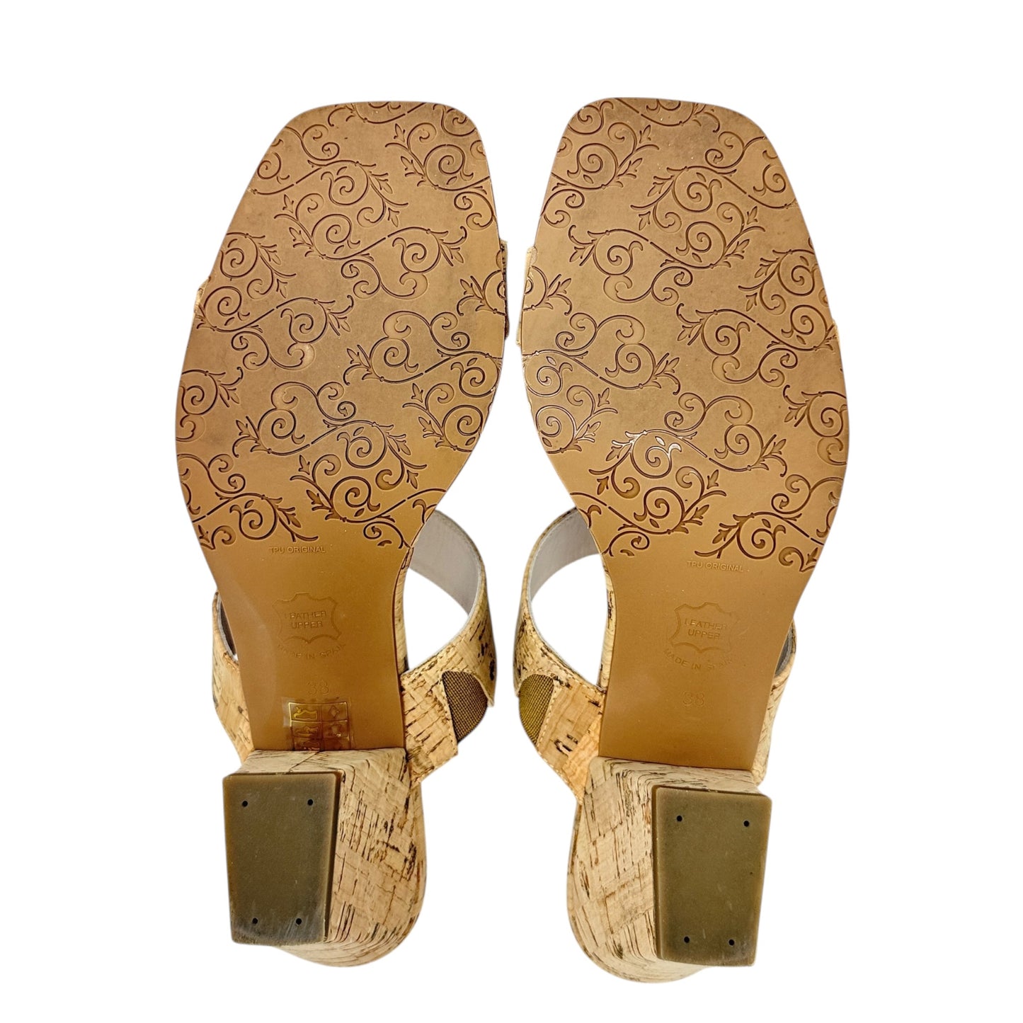 Bre Cork Sandals With Extra Heel Caps By Brenda Zaro In Tan, Size: 8/38