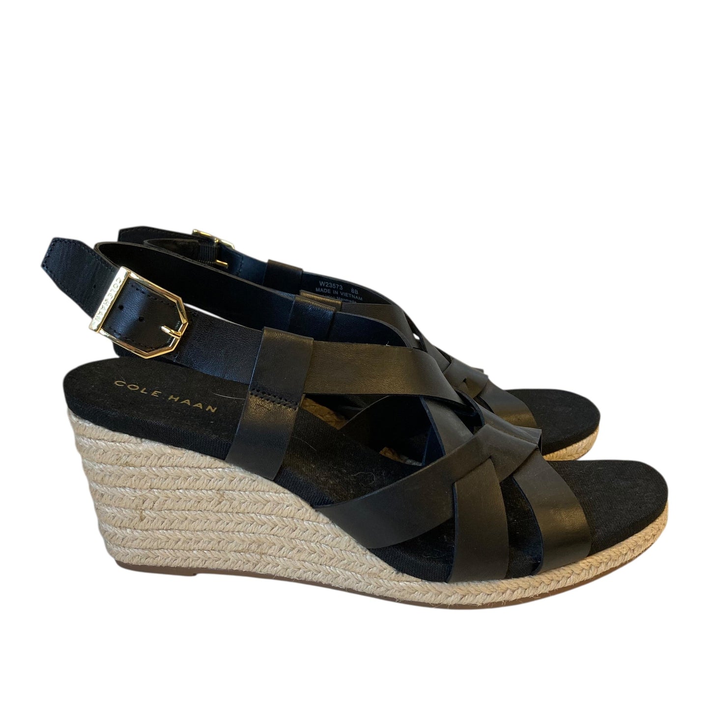 Sandals Heels Wedge By Cole-Haan In Black, Size:8