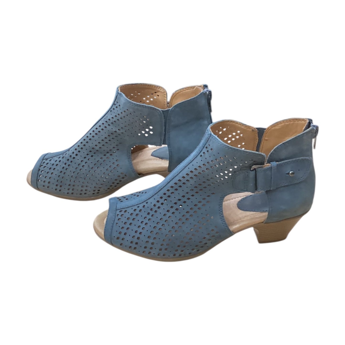 Sandals Heels Block By Earth In Green, Size:7