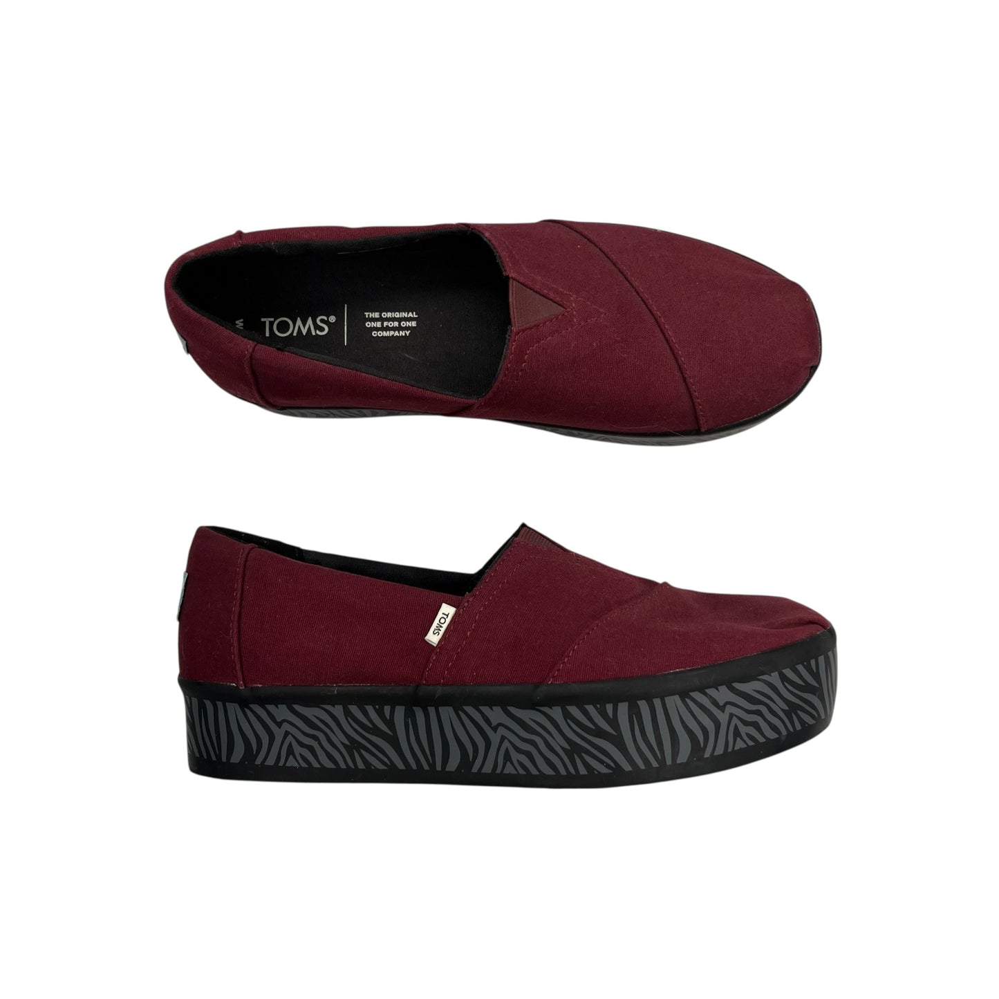 Shoes Flats By Toms In Maroon, Size:8