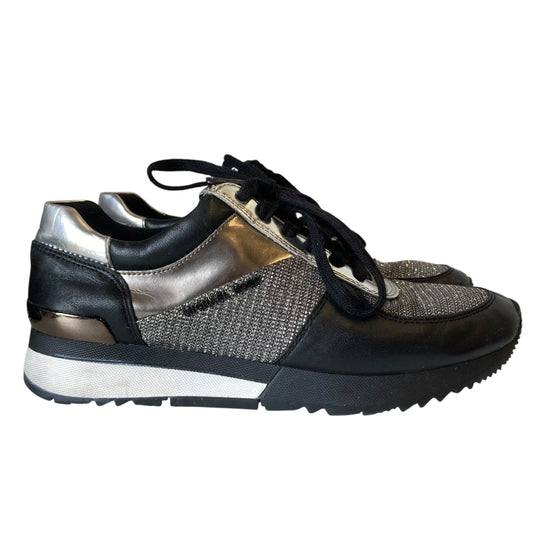 Shoes Designer By Michael Kors In Black & Silver, Size:7.5