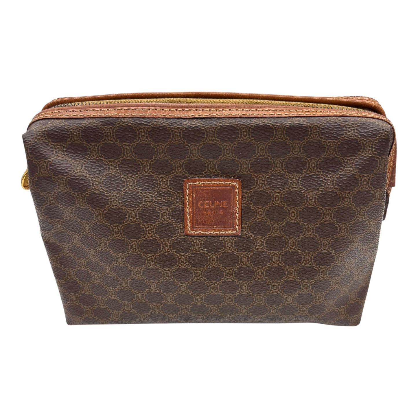 Makeup Bag Luxury Designer By Celine In Brown, Size:Medium