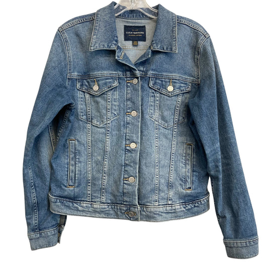 Jacket Denim By Lucky Brand In Blue Denim, Size:L