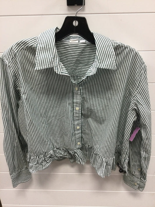 Blouse Ls By Gap In Green & White, Size:S