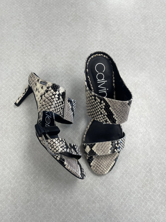 Sandals Heels Stiletto By Calvin Klein In Snakeskin Print, Size:6