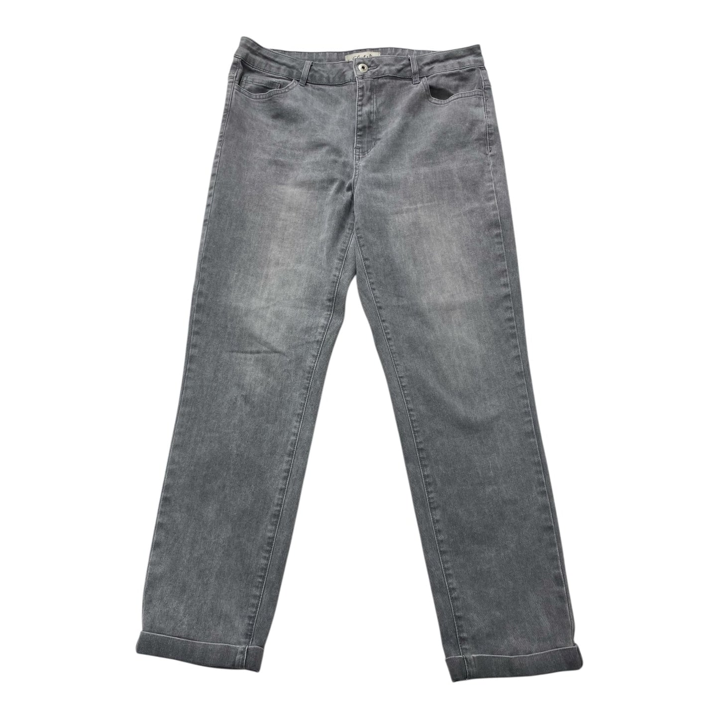 Jeans Straight By Charlie B In Grey Denim, Size:12