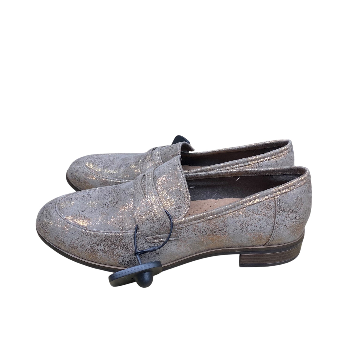 Shoes Flats By Clarks In Brown & Gold, Size:9.5