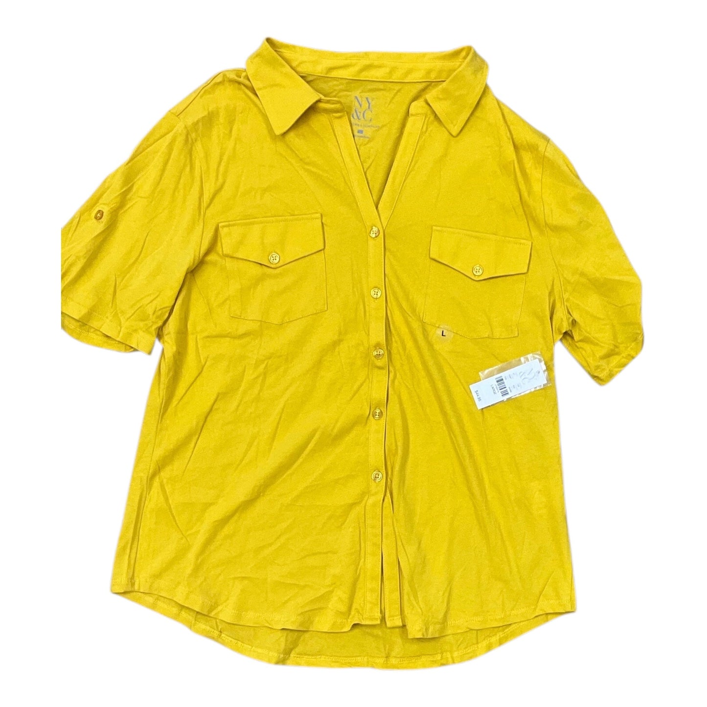 Blouse Ss By New York And Co In Yellow, Size:L
