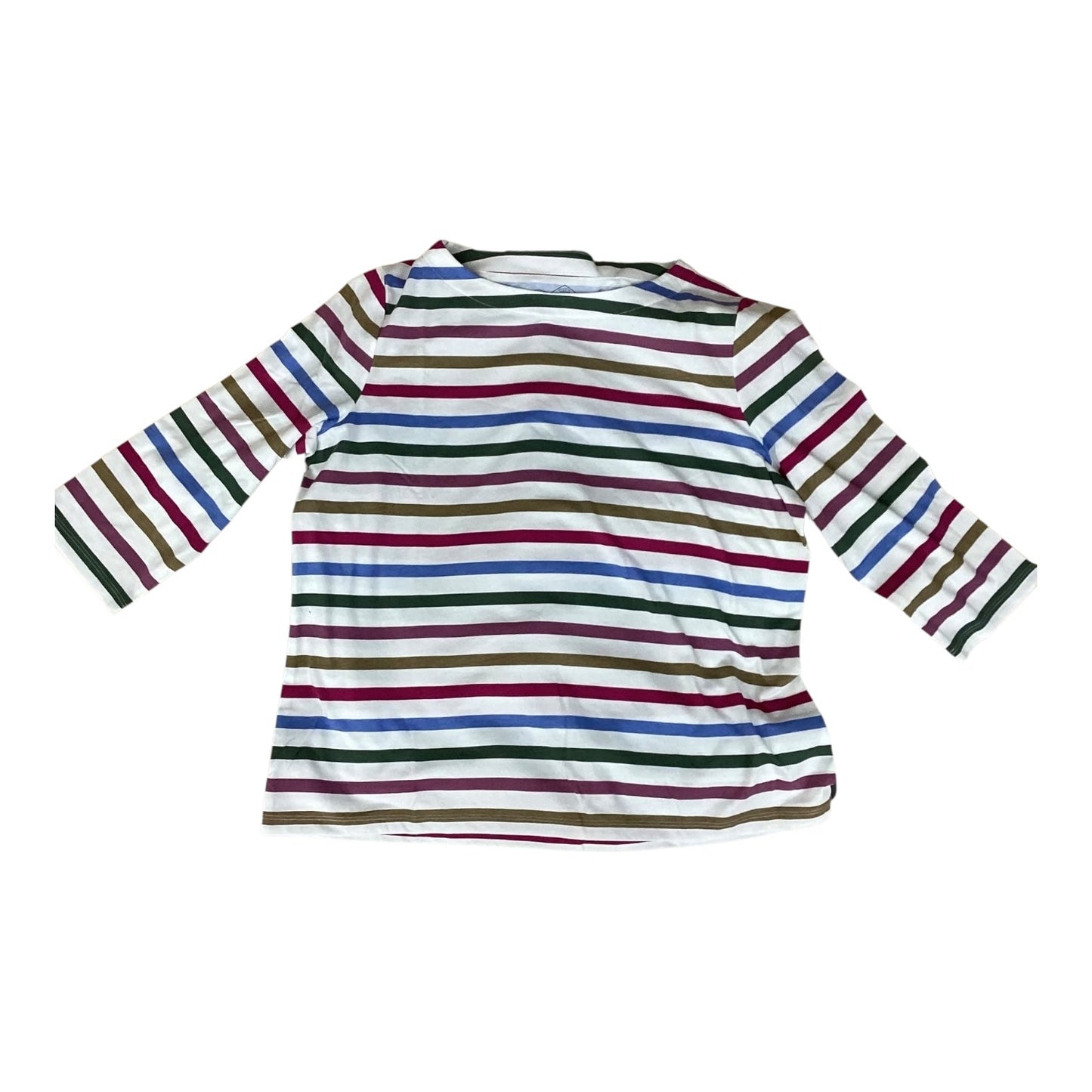 Top 3/4 Sleeve By St Johns Bay In Striped Pattern, Size:Xlp