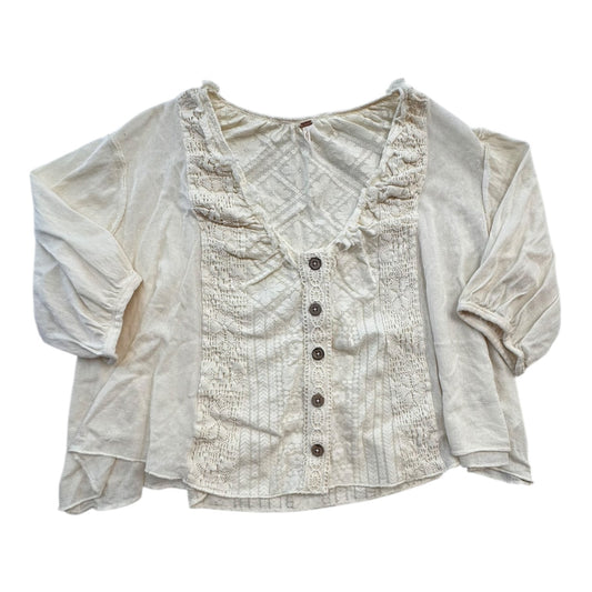 Top 3/4 Sleeve By Free People In Cream, Size:Xs