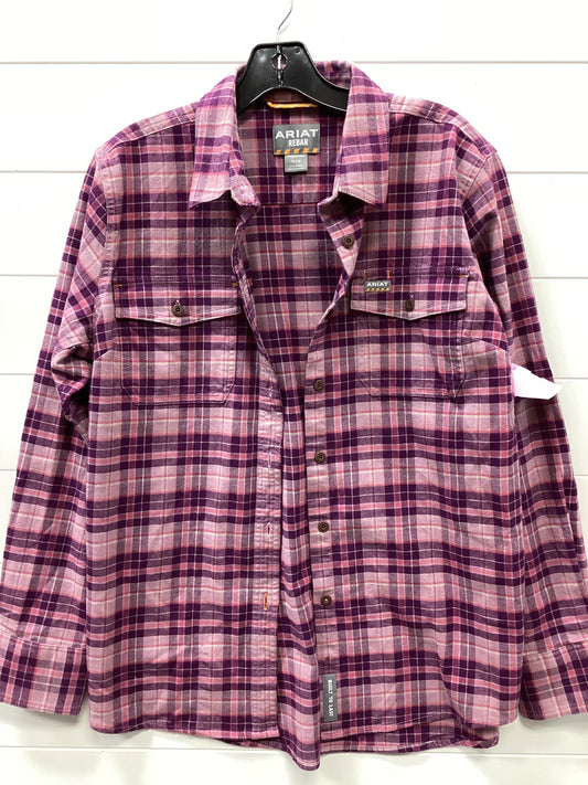 Blouse Ls By Ariat In Pink & Purple, Size:M