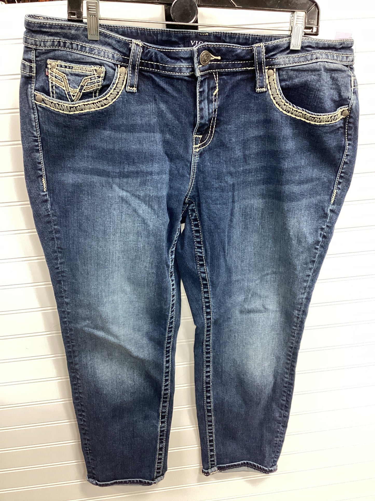 Capris By Vigoss In Blue Denim, Size:18