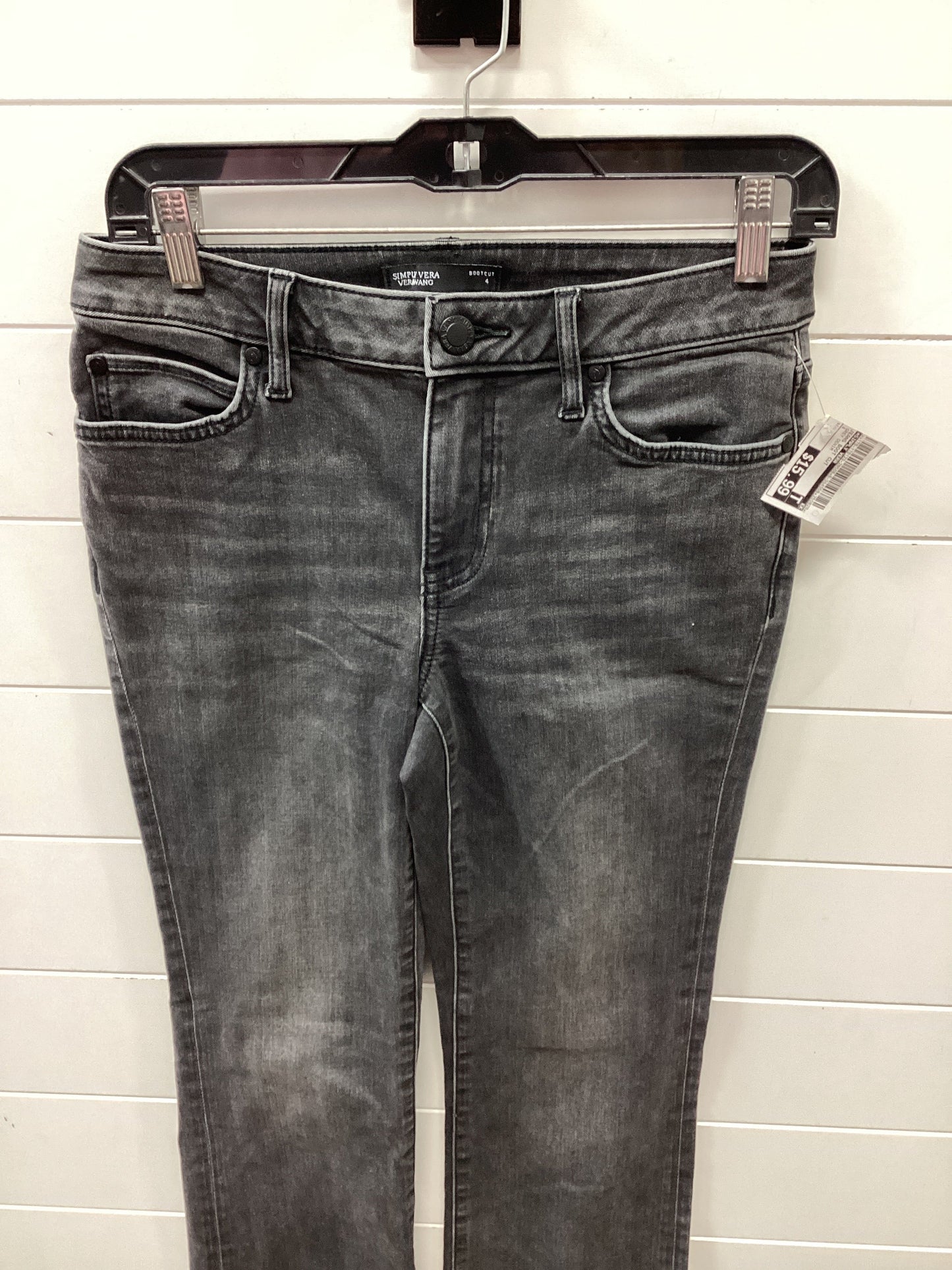 Jeans Boot Cut By Simply Vera In Grey Denim, Size:4