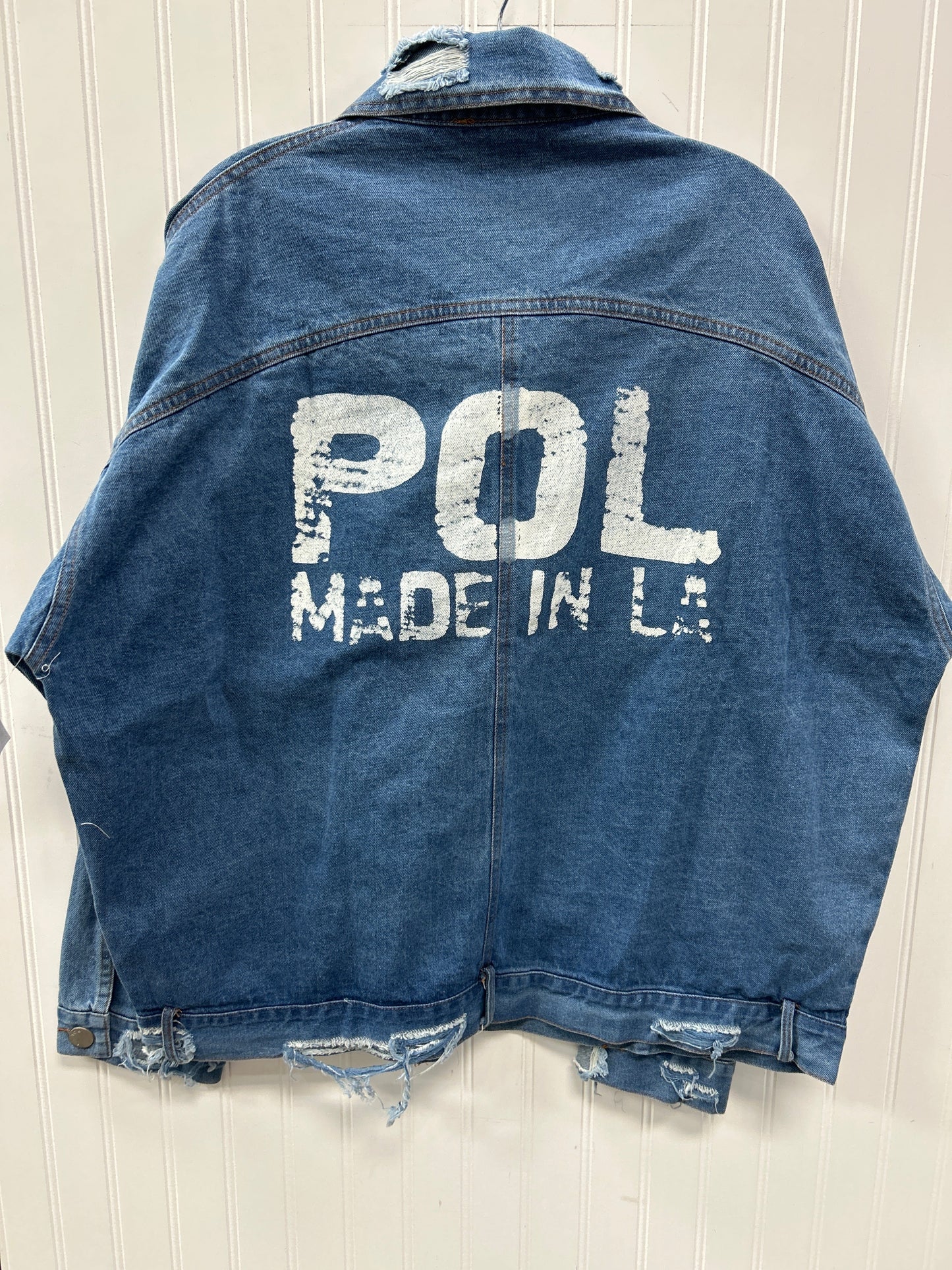 Jacket Denim By Pol In Blue Denim, Size:L