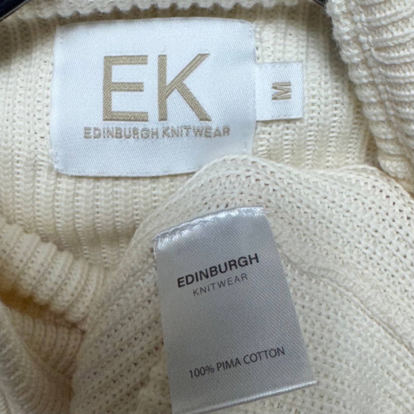 Cotton Sweater By Edinburgh Knitwear In Cream, Size: M