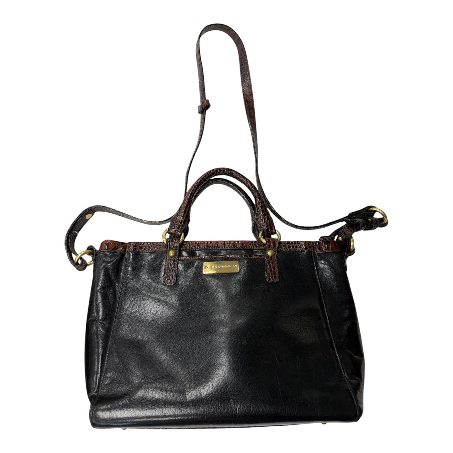 Handbag Designer By Brahmin In Black & Brown, Size:Medium