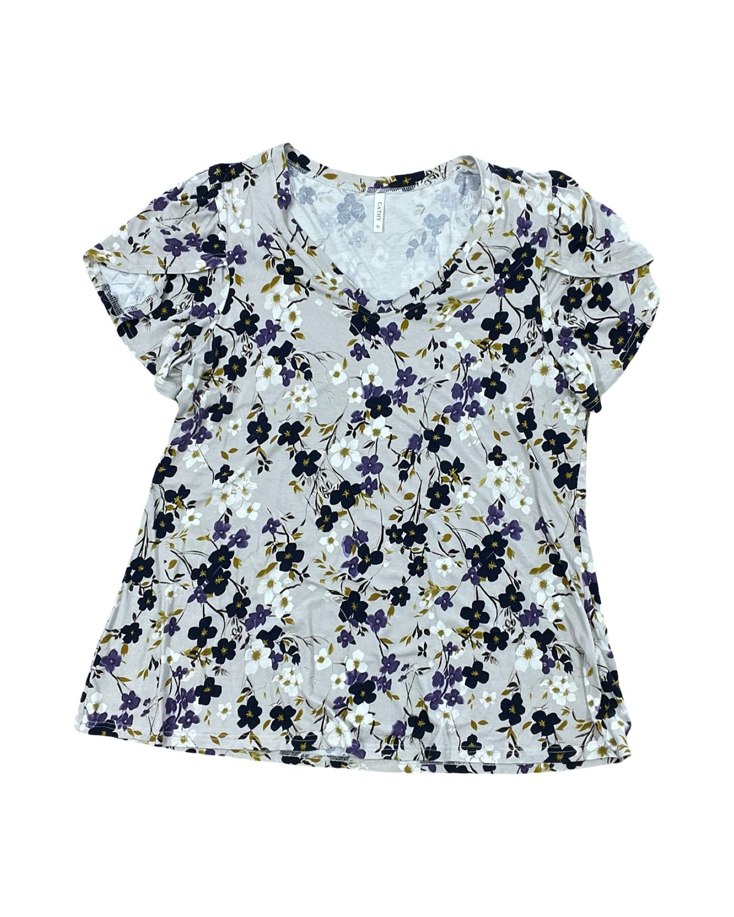 Top Ss By Clothes Mentor In Grey & Purple, Size:Xl