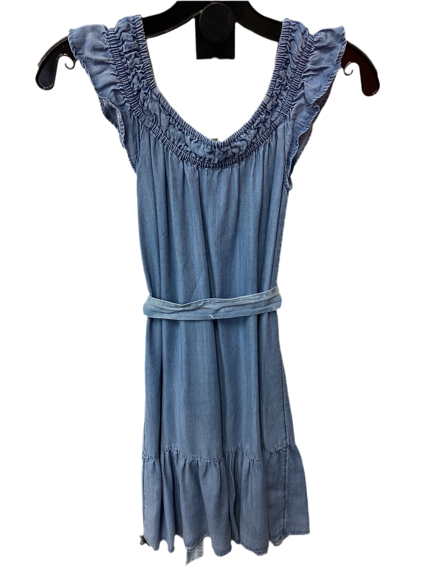 Dress Casual Midi By Loft In Blue Denim, Size:Xxsp