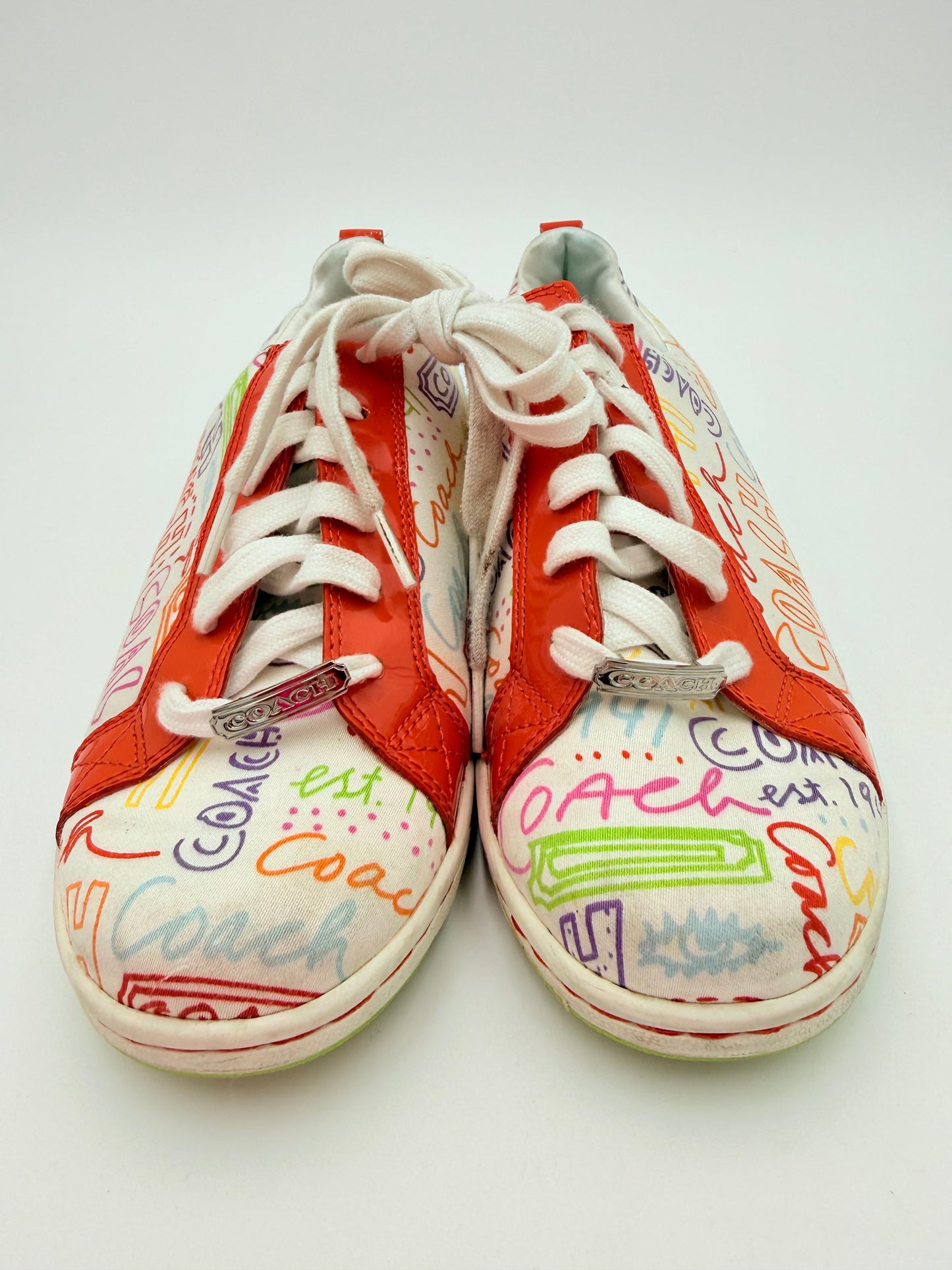 Shoes Designer By Coach In Orange & White, Size:8
