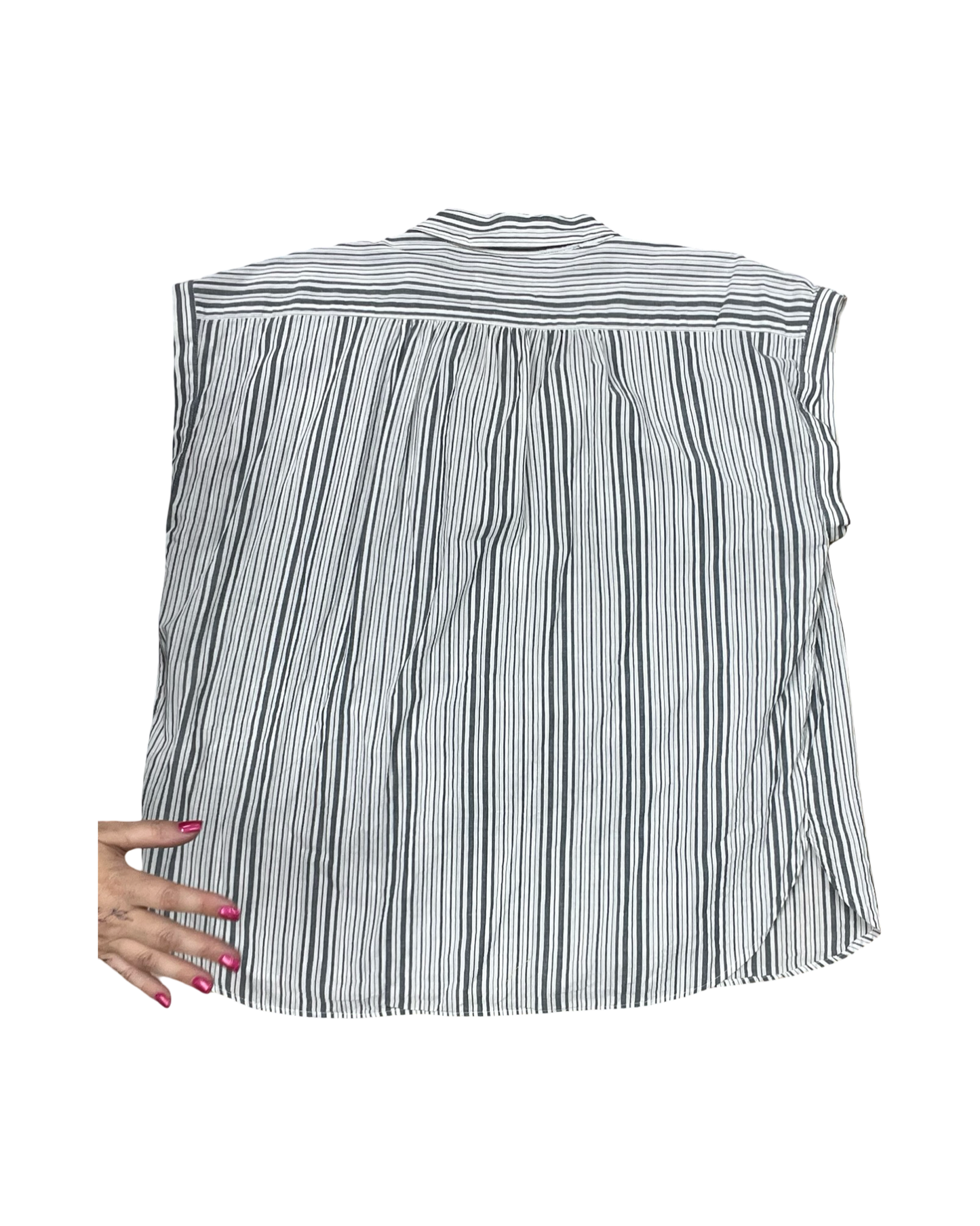 Blouse Ss By Lucky Brand In Grey & White, Size:Xl