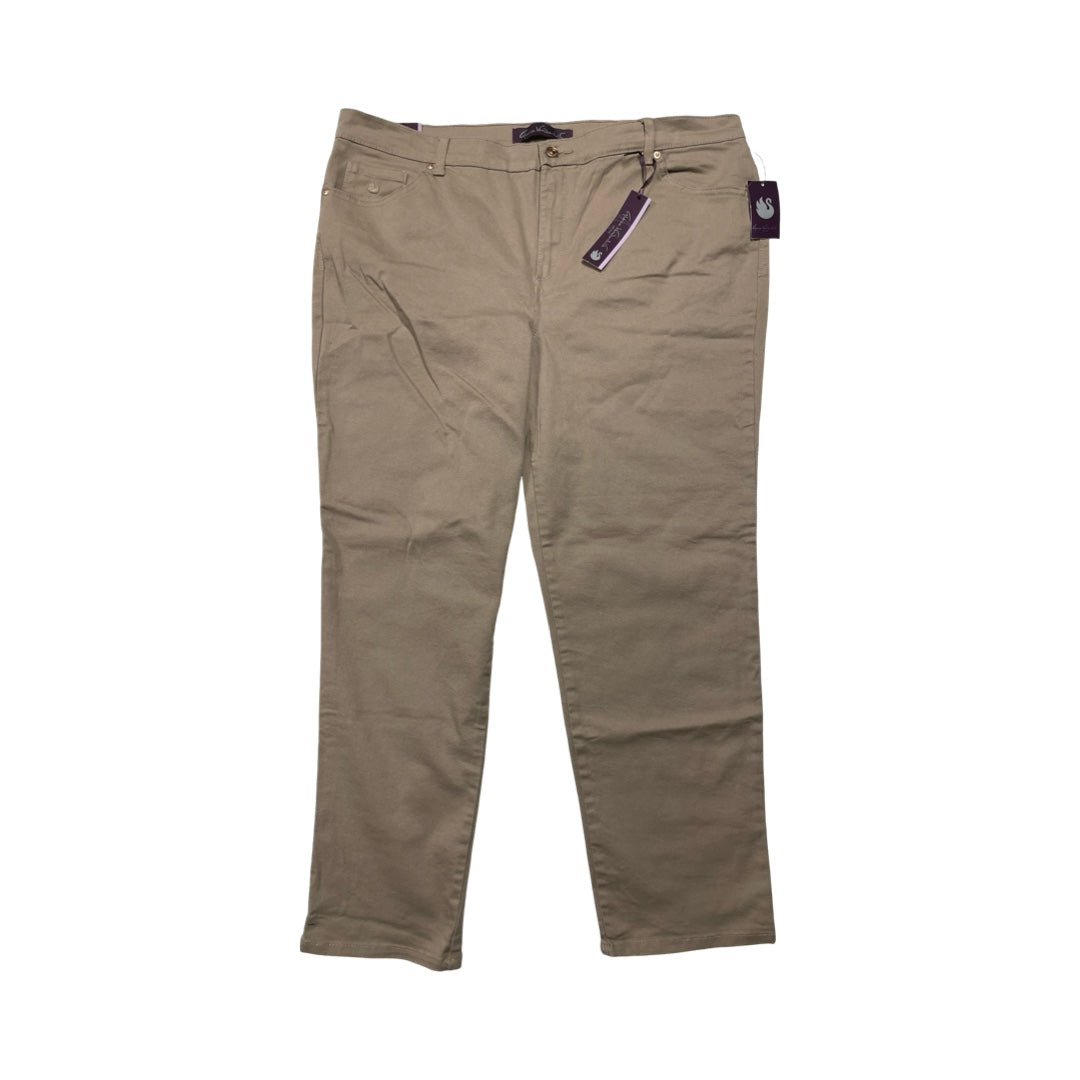 Jeans Straight By Gloria Vanderbilt In Taupe, Size:18