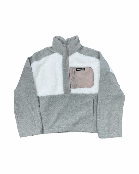 Jacket Faux Fur & Sherpa By Columbia In Grey & White, Size:L