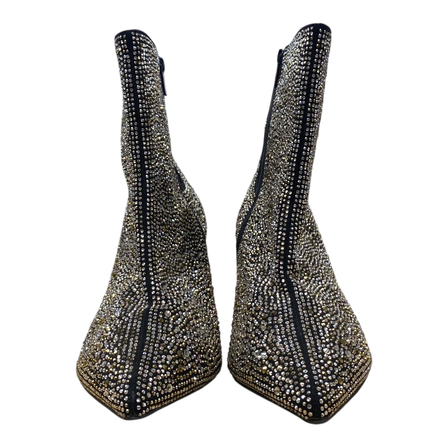 Boots Ankle Heels By Torrid In Black & Gold, Size:13