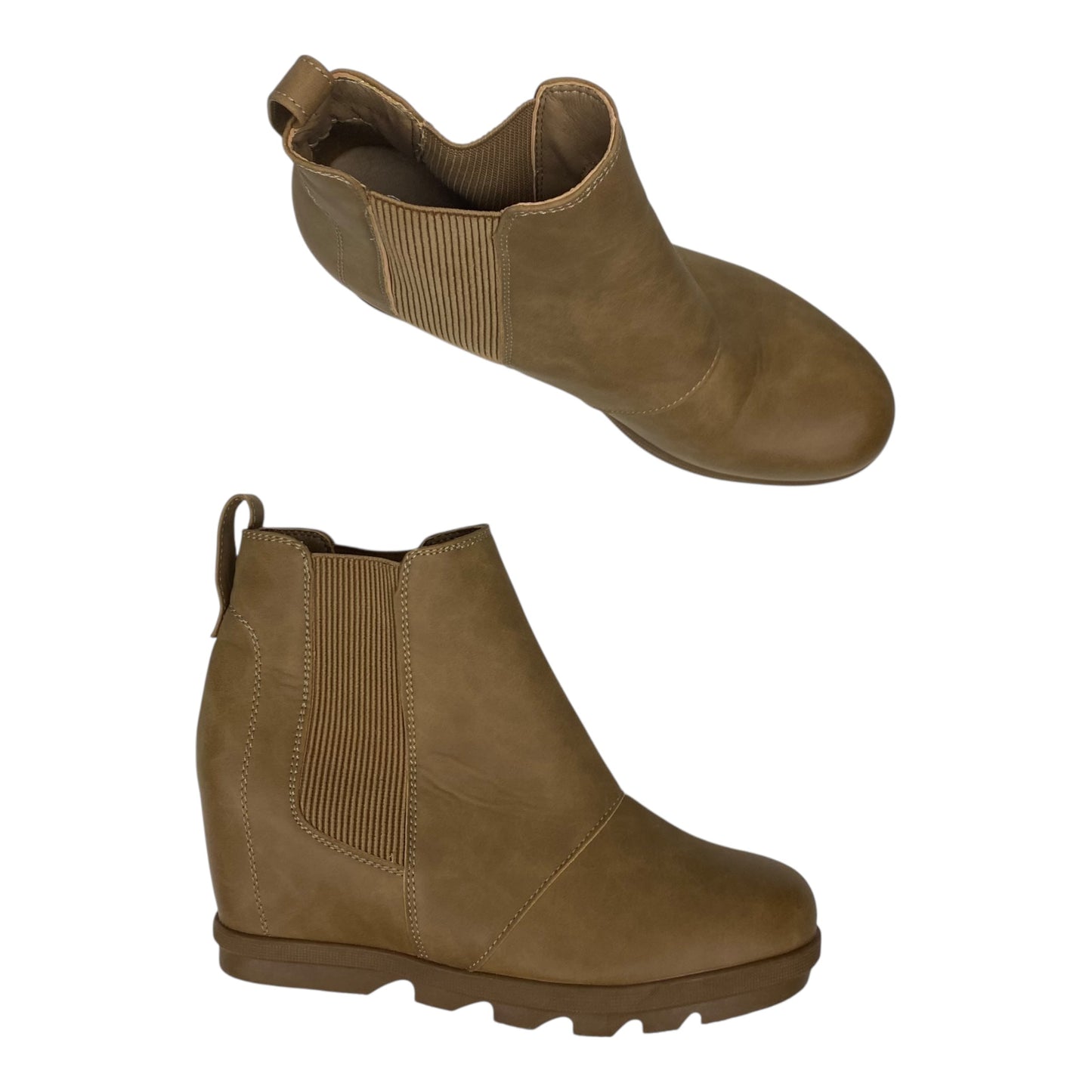 Boots Ankle Heels By Clothes Mentor In Tan, Size:9