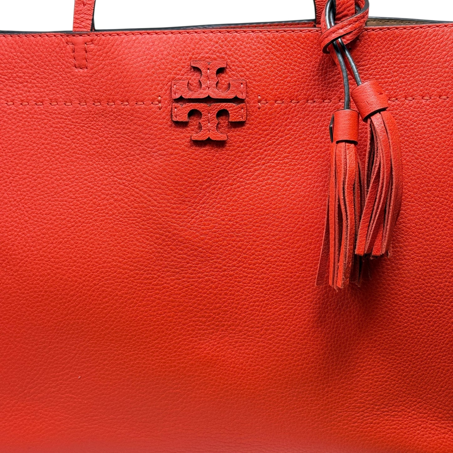 McGraw Pebbled Leather Tote Designer By Tory Burch, Size: Large