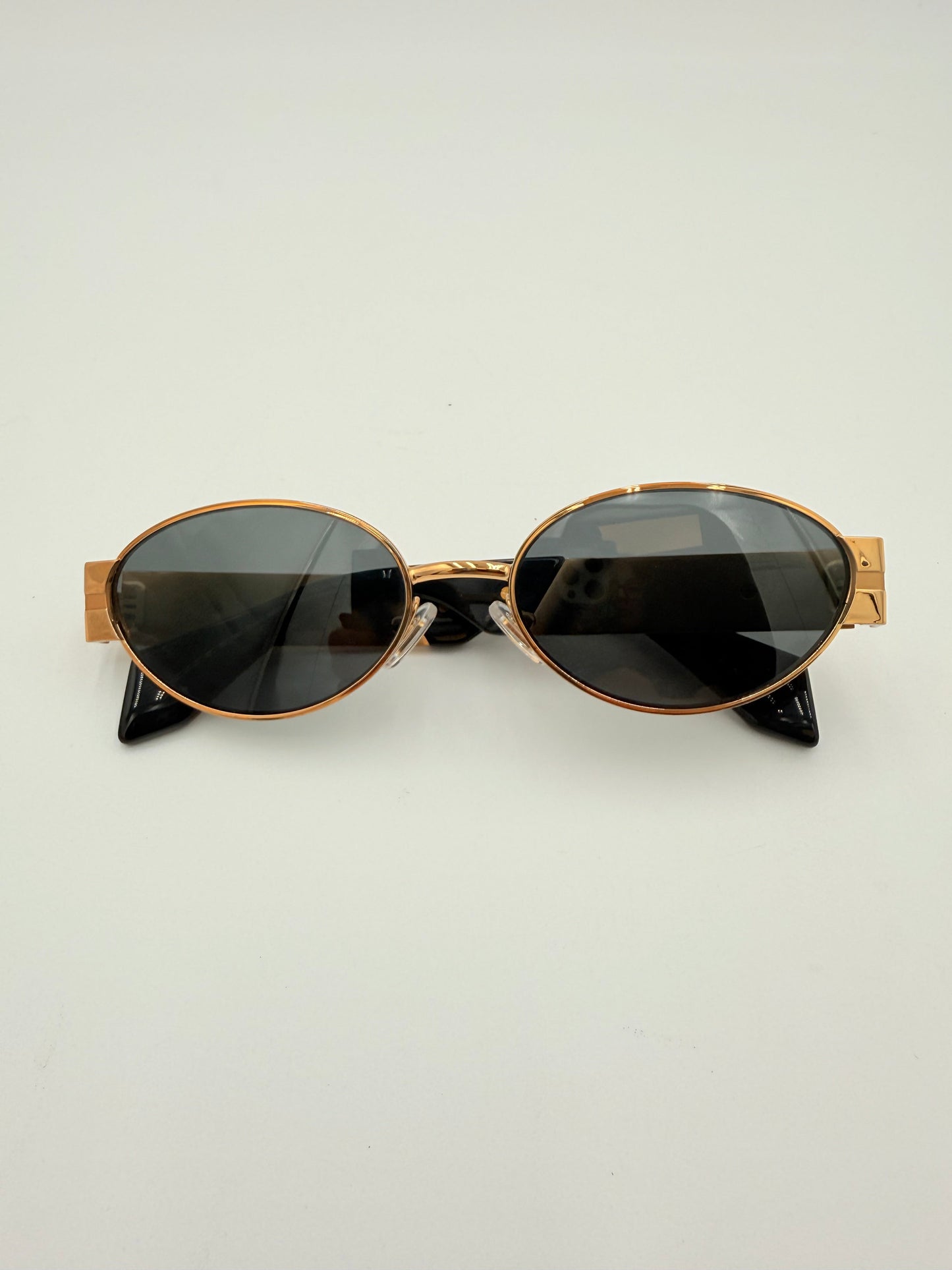 Sunglasses Luxury Designer By Versace In Black & Gold, Size: