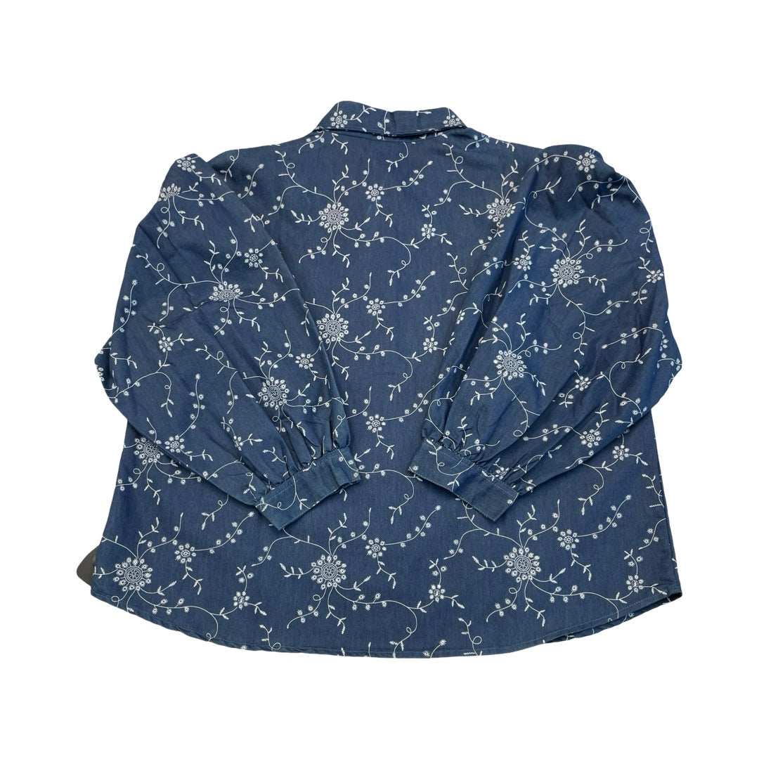 Top Ls By Kaktus In Blue Denim, Size:1X