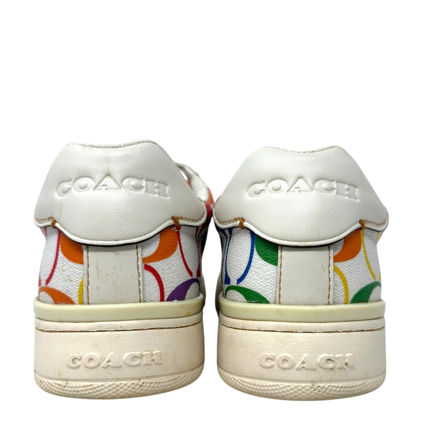 Pride Clip Low Top Sneakers Designer By Coach In Rainbow Signature Canvas, Size: 7