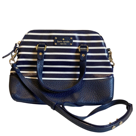 Handbag Designer By Kate Spade In Blue & White, Size:Medium