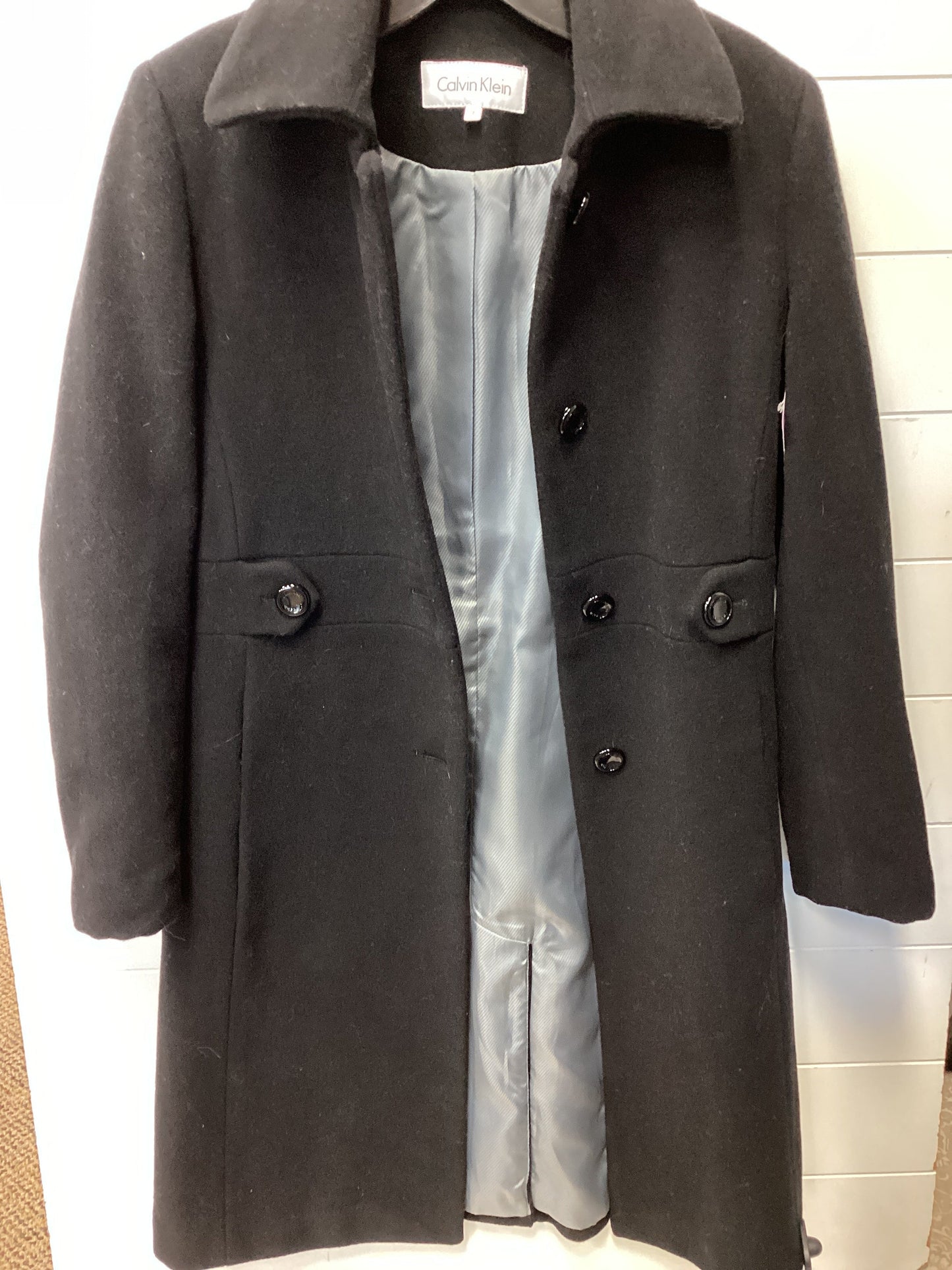Coat Wool By Calvin Klein In Black, Size:2