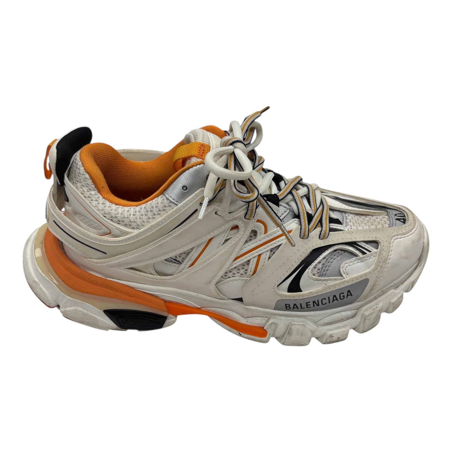 Shoes Luxury Designer By Balenciaga In Orange & White, Size:9.5