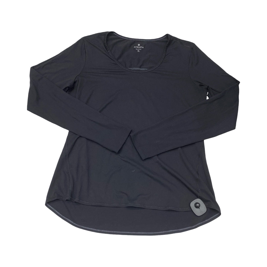Athletic Top Ls Crewneck By Athleta In Black, Size:Xl