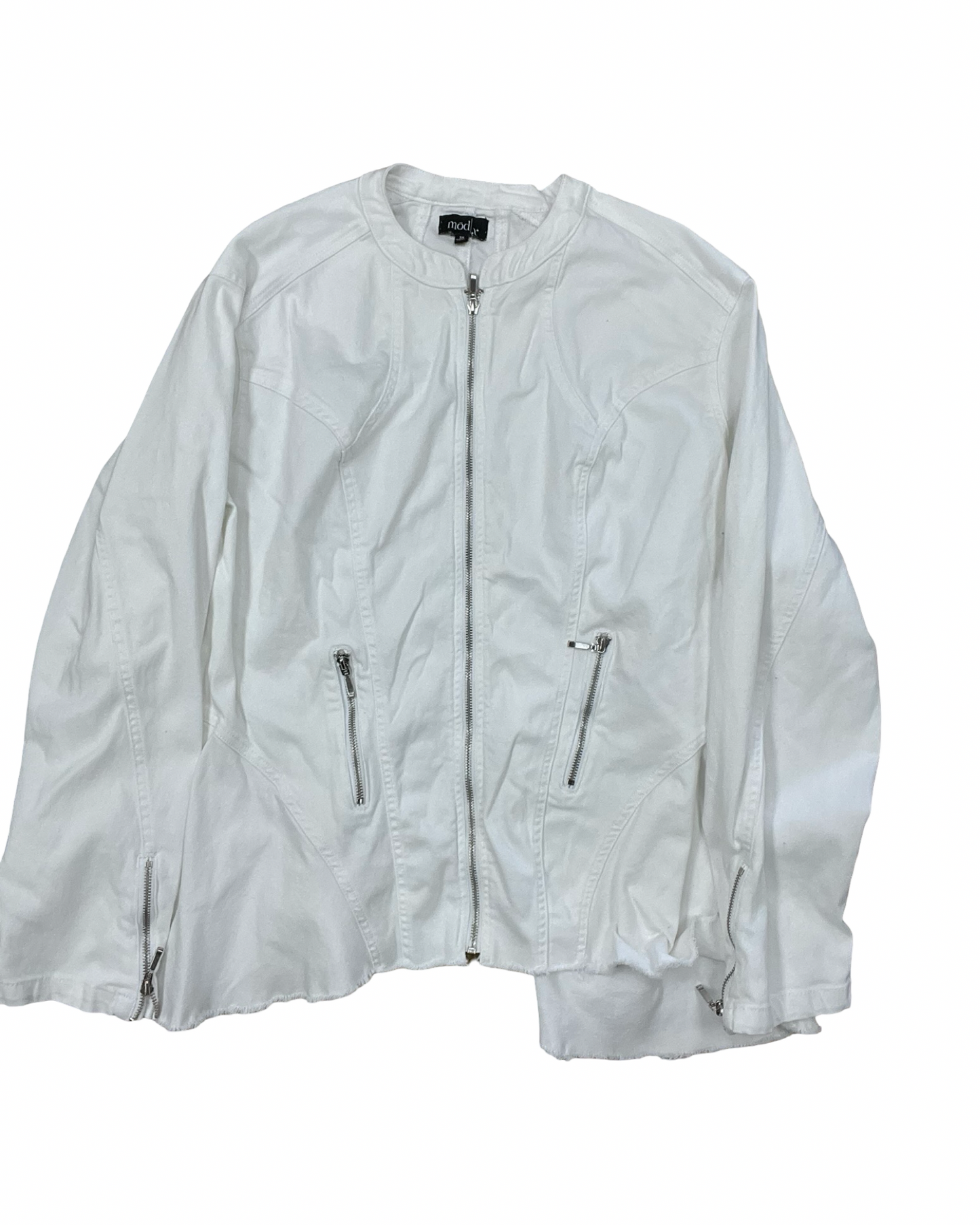 Jacket Denim By Mod In White Denim, Size:3X