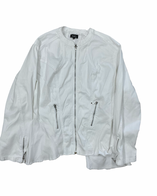 Jacket Denim By Mod In White Denim, Size:3X