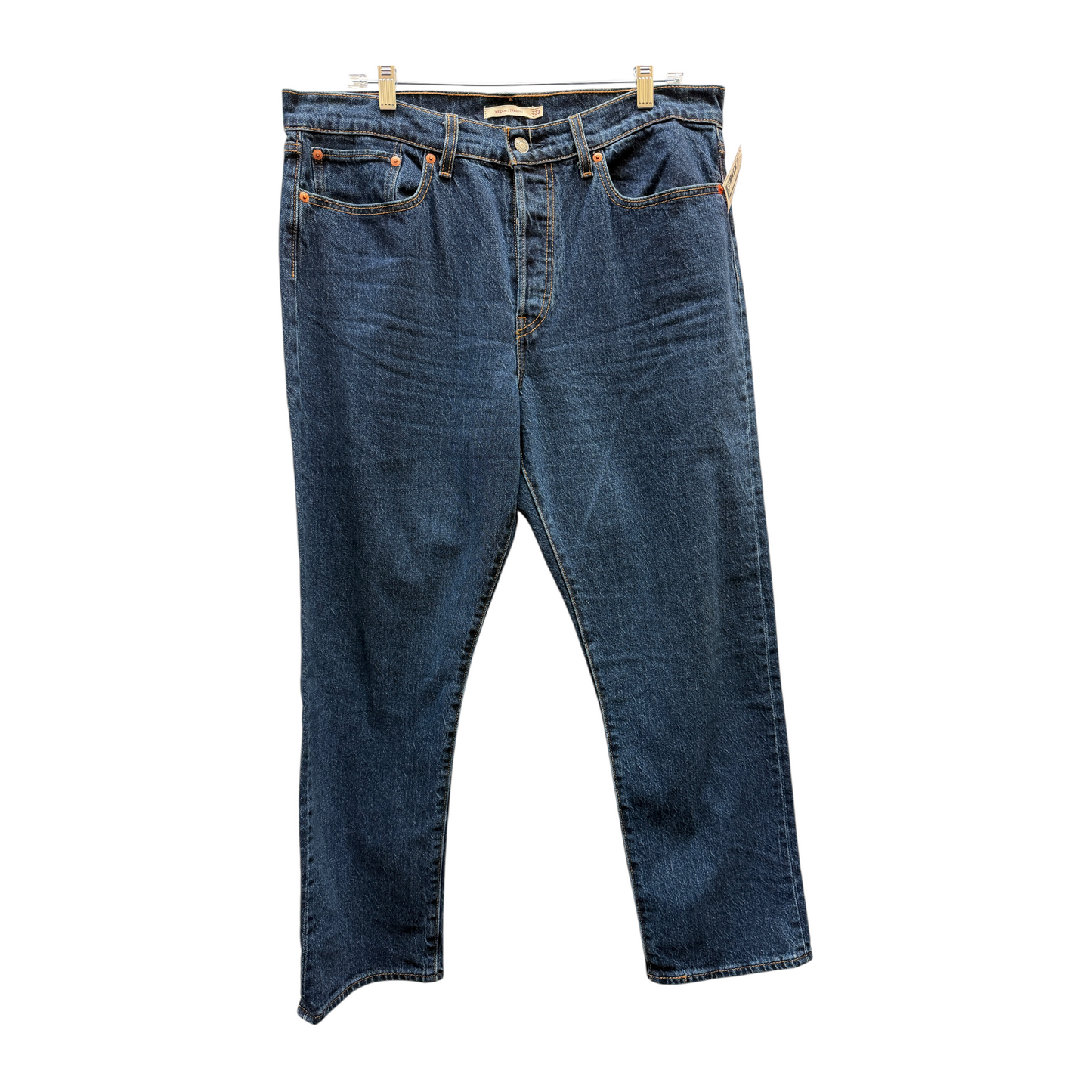 Jeans Straight By Levis In Blue Denim, Size:14