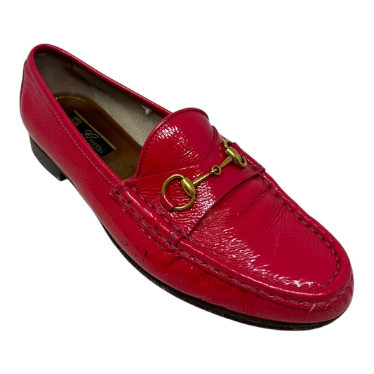 AS IS Vintage Patent Horsebit Loafers Shoes Luxury Designer By Gucci In Pink, Size: 7.5 (IT 7.5)